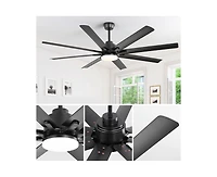 66-inch Modern Black 8-blade Ceiling Fan with Intelligent Remote Control and App Timing Function for Various Indoor Layouts