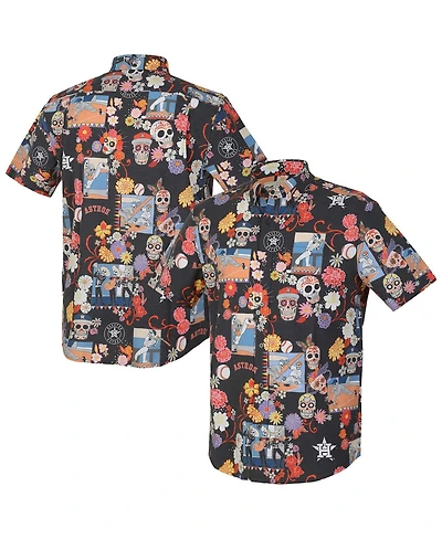 Reyn Spooner Men's Black Houston Astros Dia De Los Muertos Performance Full-Button Aloha Shirt