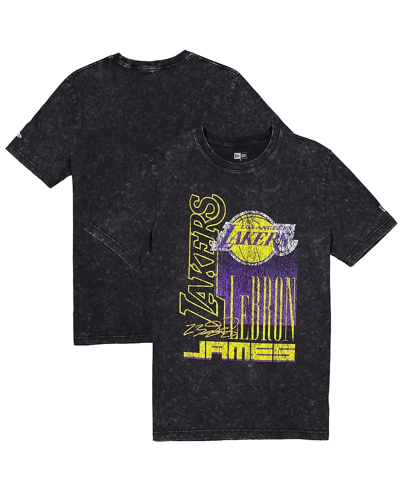 New Era Men's LeBron James Black Los Angeles Lakers Full Court Press Mineral Wash Player T-Shirt