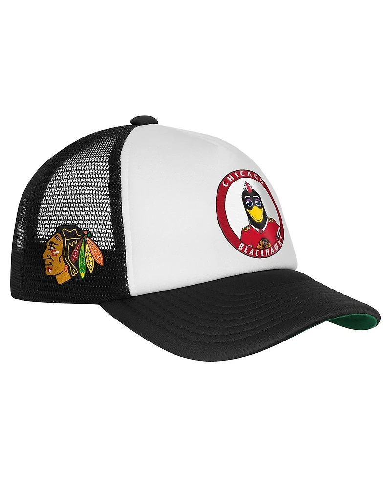 Mitchell & Ness Big Boys and Girls White Chicago Blackhawks Mascot Adjustable Trucker Hat