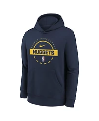 Nike Big Boys and Girls Navy Denver Nuggets 2025/26 Club Fleece Practice Hoodie