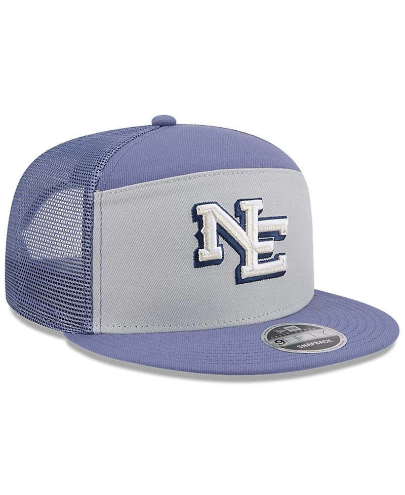New Era Men's Gray/Meadow Blue New England Patriots 2025 Rivalries Collection Team Split Panel 9FIFTY Snapback Hat