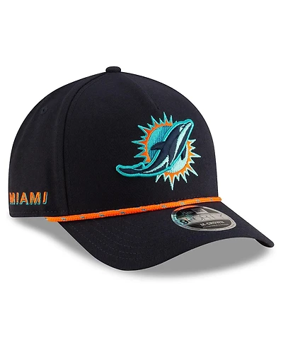 New Era Men's Pitch Blue Miami Dolphins 2025 Rivalries Collection Sideline A-Frame 9FORTY Adjustable Hat