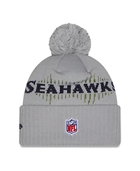 New Era Men's Wolf Gray Seattle Seahawks 2025 Rivalries Collection Sideline Cuffed Pom with Knit Hat