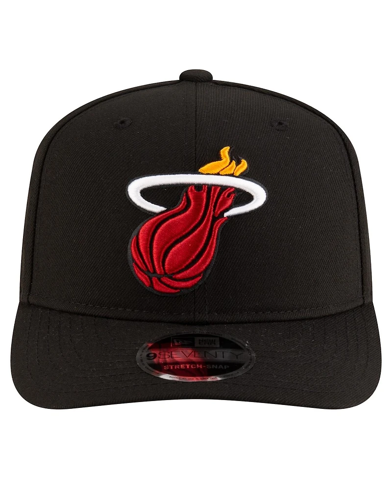 New Era Men's Black Miami Heat 9SEVENTY Stock Adjustable Hat