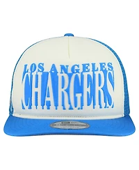 New Era Men's Cream/Powder Blue Los Angeles Chargers Cutout A-Frame 9FIFTY Snapback Hat