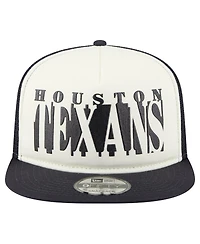 New Era Men's Cream/Navy Houston Texans Cutout A-Frame 9FIFTY Snapback Hat
