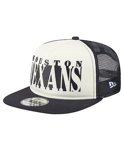 New Era Men's Cream/Navy Houston Texans Cutout A-Frame 9FIFTY Snapback Hat