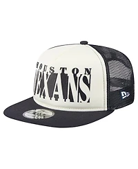 New Era Men's Cream/Navy Houston Texans Cutout A-Frame 9FIFTY Snapback Hat