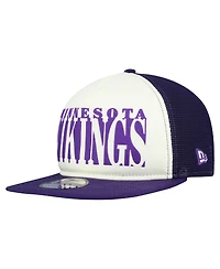 New Era Men's Cream/Purple Minnesota Vikings Cutout A-Frame 9FIFTY Snapback Hat