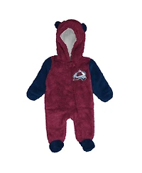 Outerstuff Baby Boys and Girls Newborn Burgundy Colorado Avalanche Stay Napping Fleece Bunting Full-Zip Sleeper