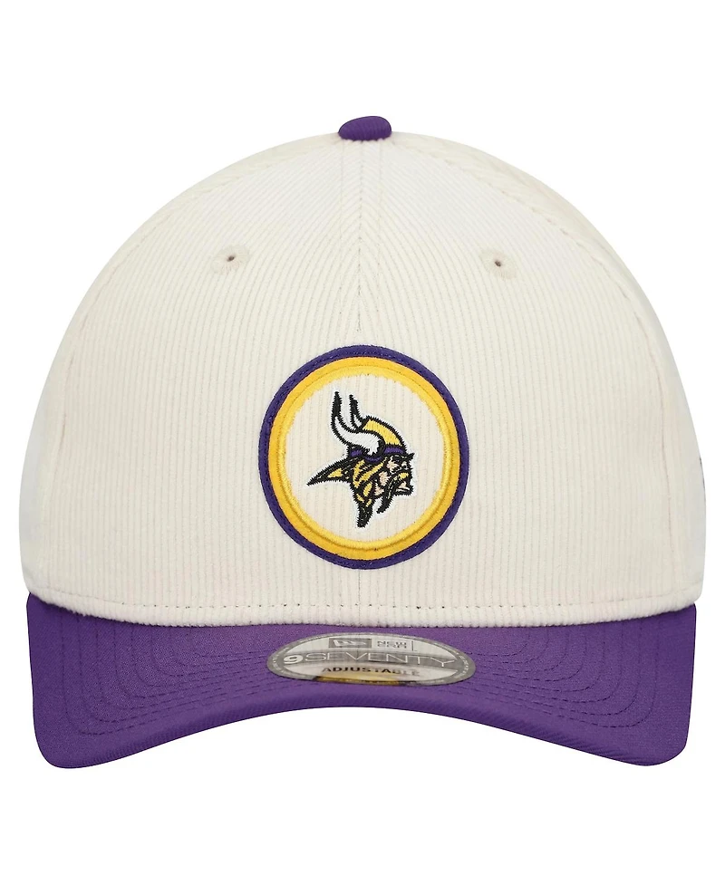 New Era Men's Stone Minnesota Vikings Loyal Corduroy 9SEVENTY Adjustable Hat