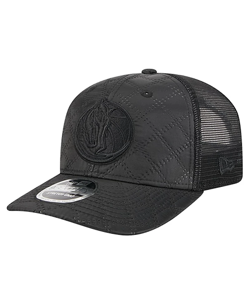 New Era Men's Black Dallas Mavericks Quilted 9SEVENTY Trucker Adjustable Hat