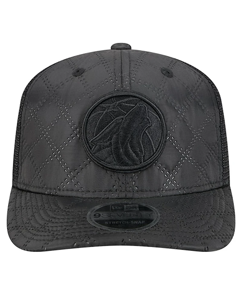 New Era Men's Black Minnesota Timberwolves Quilted 9SEVENTY Trucker Adjustable Hat
