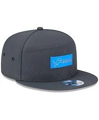 New Era Men's Charcoal Detroit Lions 2025 Sideline Cold Weather Split Panel 9FIFTY Snapback Hat