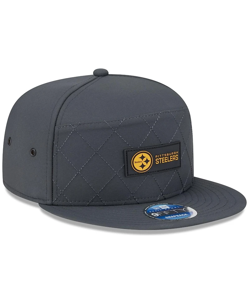 New Era Men's Charcoal Pittsburgh Steelers 2025 Sideline Cold Weather Split Panel 9FIFTY Snapback Hat