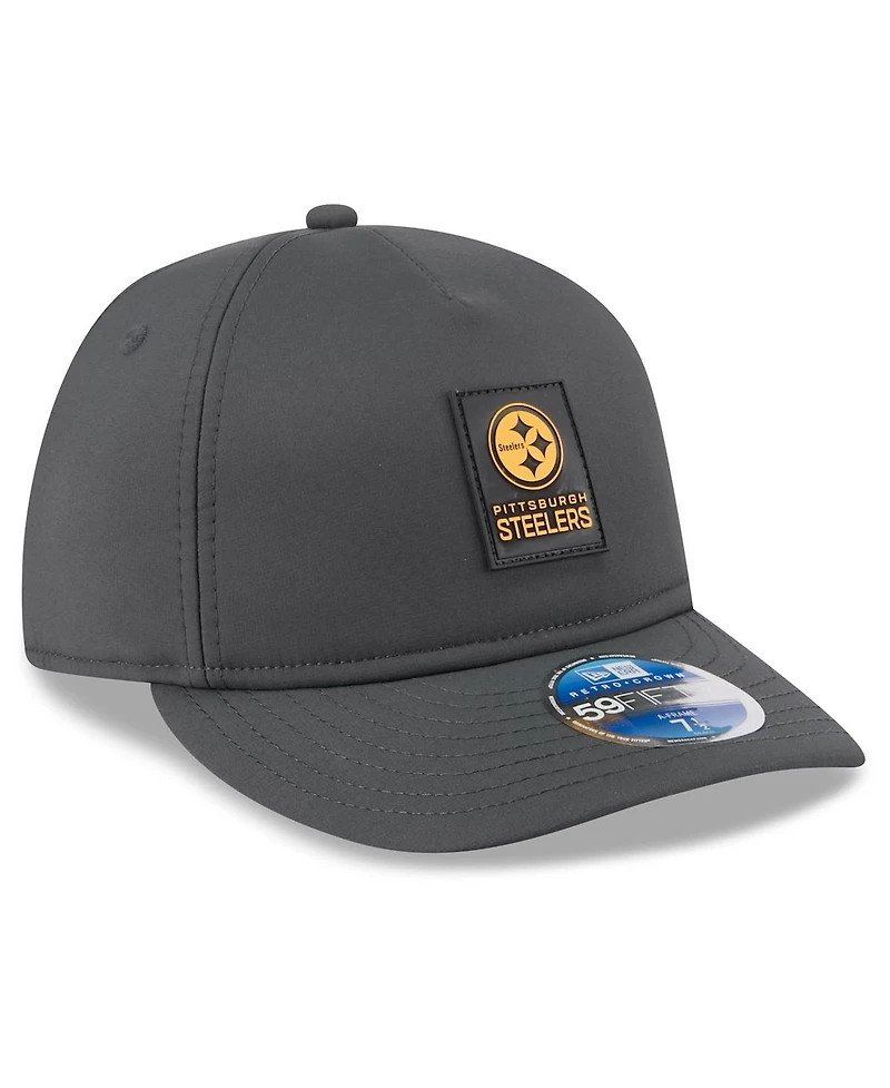 New Era Men's Charcoal Pittsburgh Steelers 2025 Sideline Cold Weather Retro Crown 59FIFTY Fitted Hat
