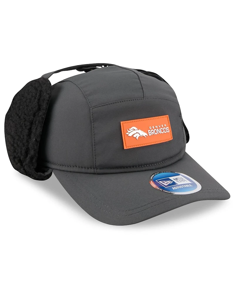 New Era Men's Charcoal Denver Broncos 2025 Sideline Cold Weather Runner Dog Ear Adjustable Hat