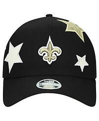 New Era Women's Black New Orleans Saints Stardom A-Frame 9FORTY Adjustable Hat
