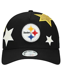 New Era Women's Black Pittsburgh Steelers Stardom A-Frame 9FORTY Adjustable Hat