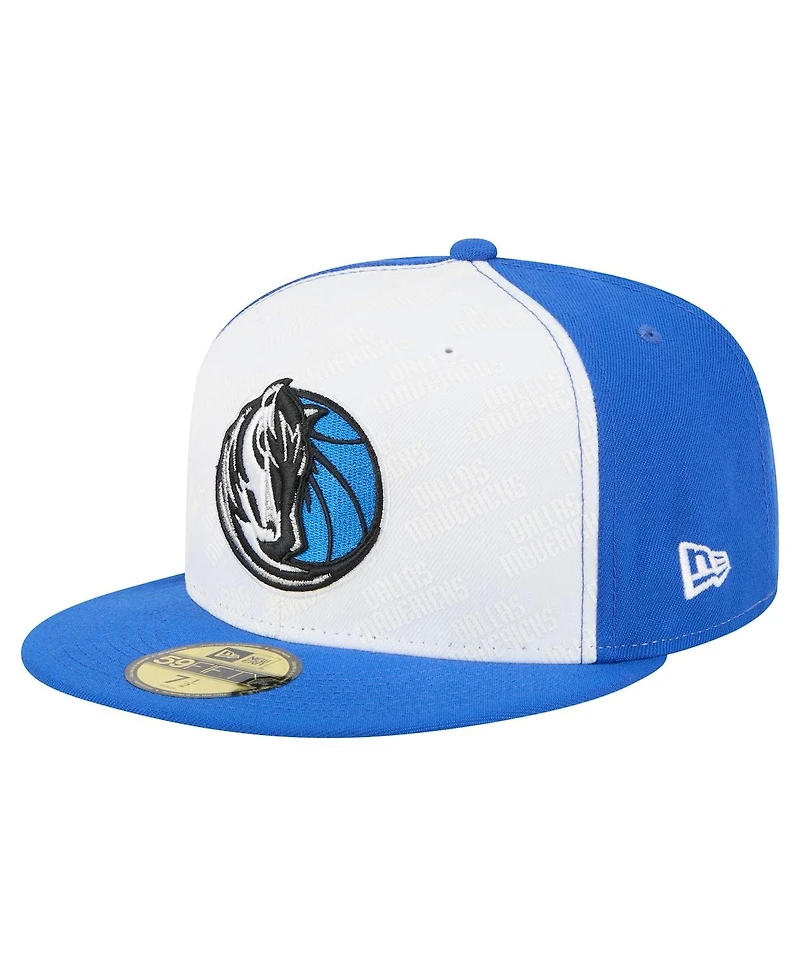 New Era Men's White/Blue Dallas Mavericks Repeat 59Fifty Fitted Hat