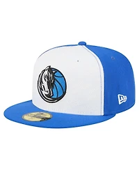New Era Men's White/Blue Dallas Mavericks Repeat 59Fifty Fitted Hat