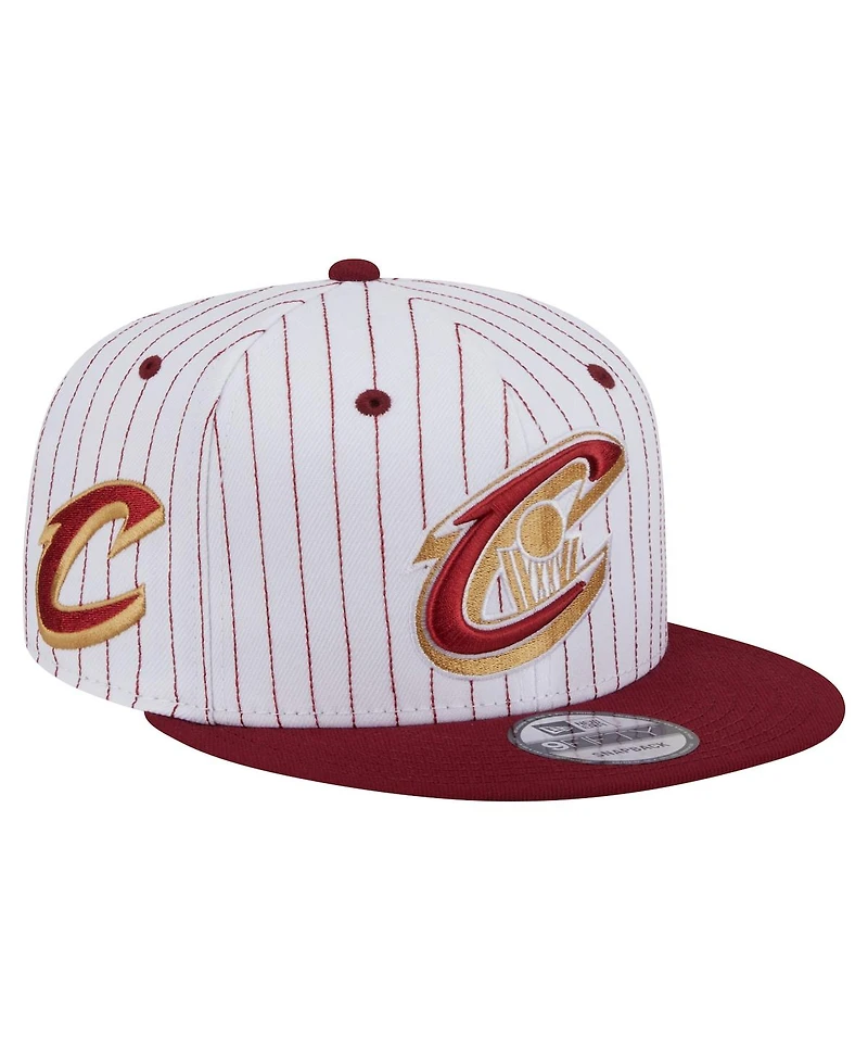 New Era Men's White Cleveland Cavaliers Deceptor Pinstripe 9FIFTY Snapback Hat