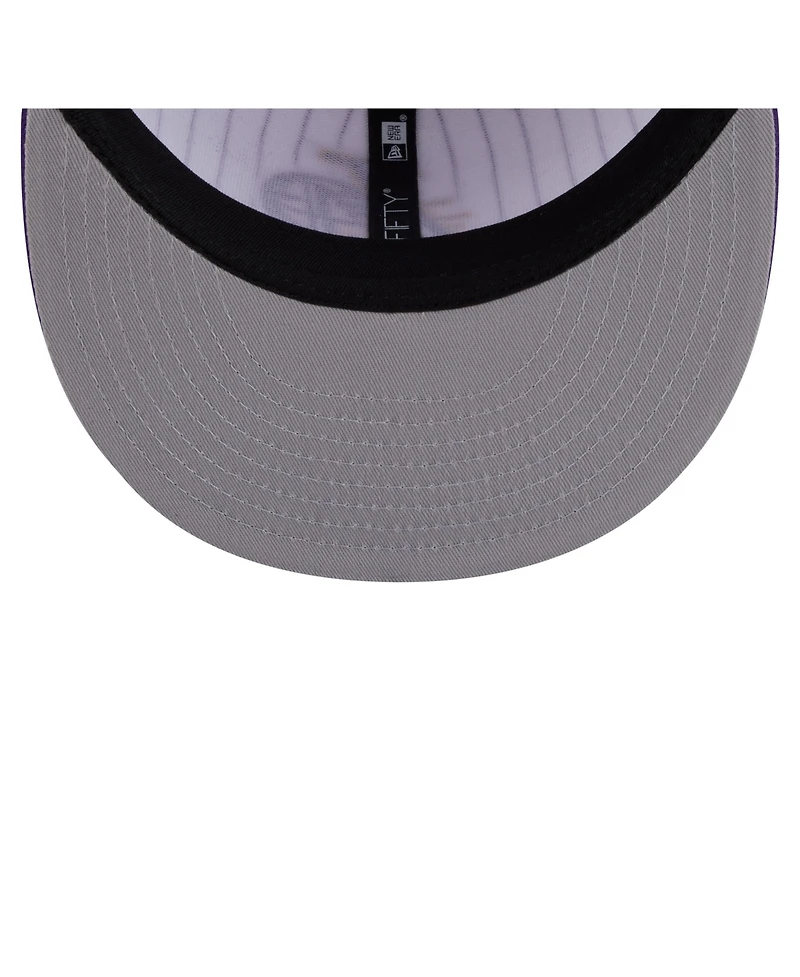 New Era Men's White Los Angeles Lakers Deceptor Pinstripe 9FIFTY Snapback Hat
