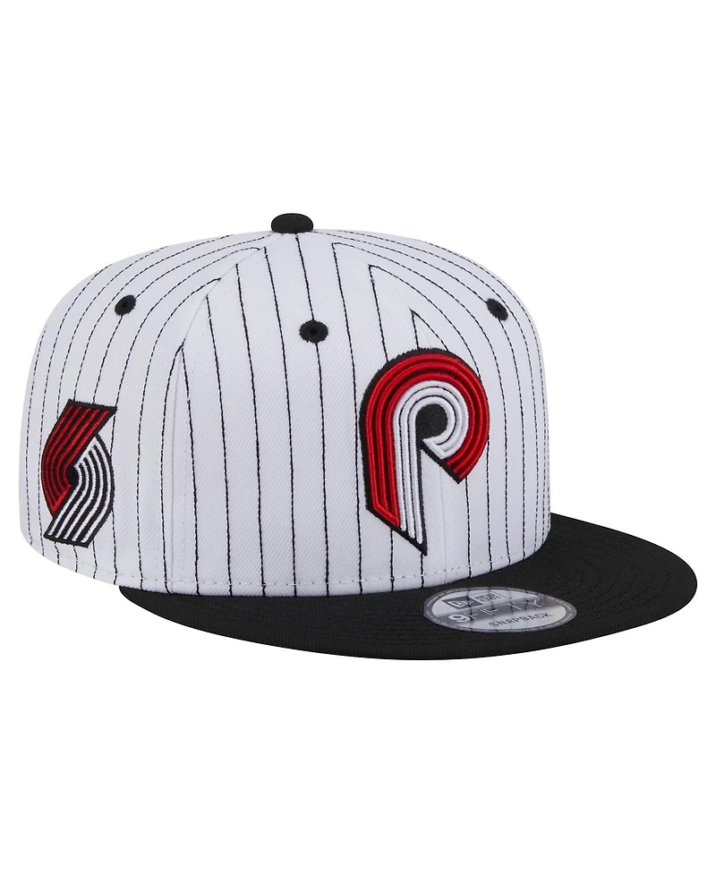 New Era Men's White Portland Trail Blazers Deceptor Pinstripe 9FIFTY Snapback Hat