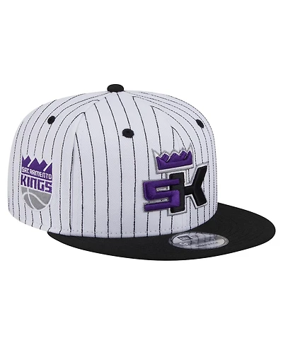 New Era Men's White Sacramento Kings Deceptor Pinstripe 9FIFTY Snapback Hat