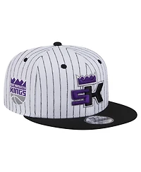 New Era Men's White Sacramento Kings Deceptor Pinstripe 9FIFTY Snapback Hat