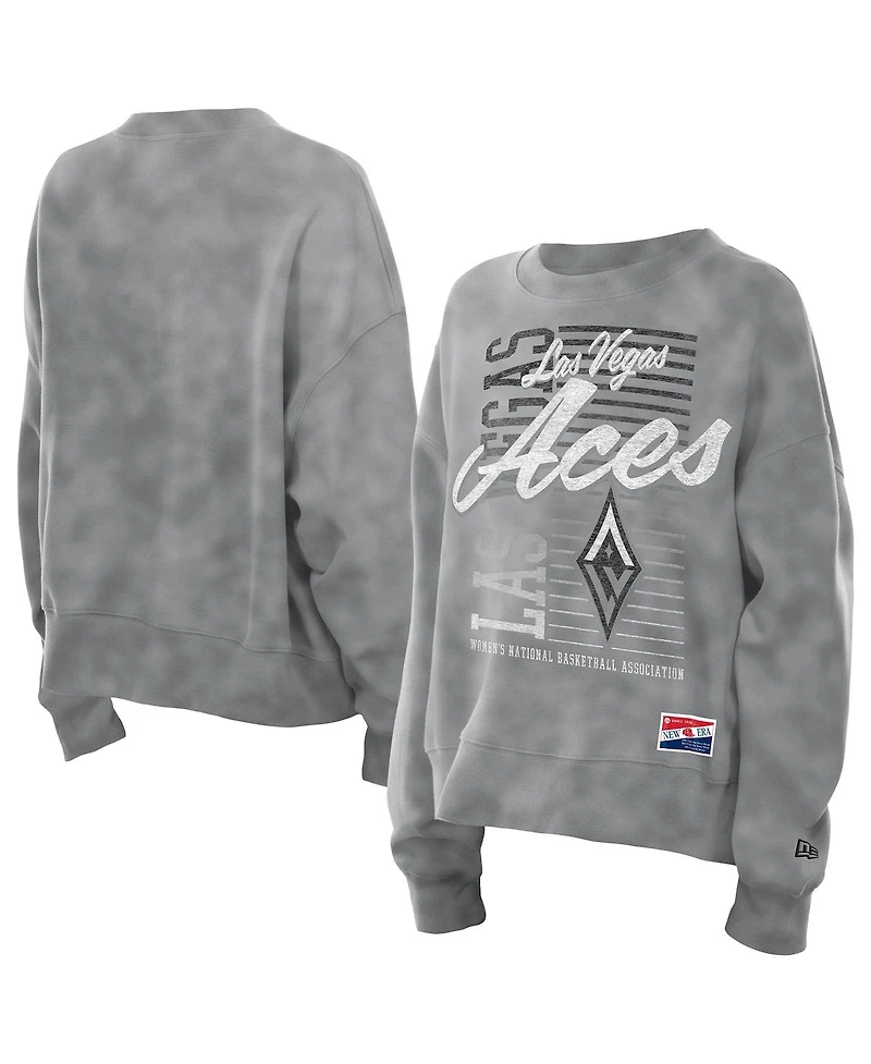 New Era Women's Silver Las Vegas Aces Oversized Mineral Wash Sweatshirt