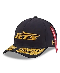 New Era x Alpha Men's Industries Black New York Jets A-Frame 9FORTY Adjustable Hat