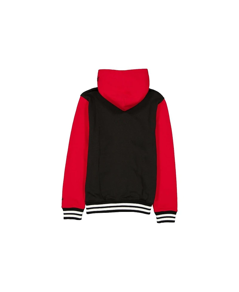 New Era Men's Black/Red Chicago Blackhawks Full-Snap Fleece Hoodie Jacket