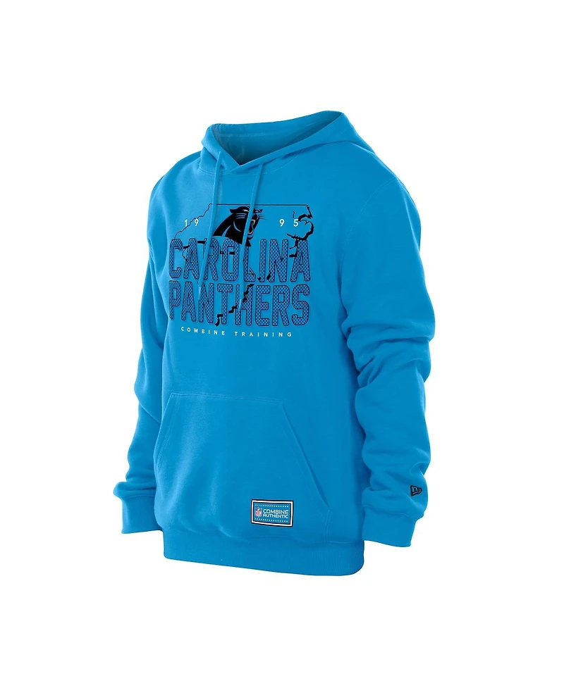 New Era Men's Carolina Blue Carolina Panthers Combine Authentic Local State Throwback Hoodie