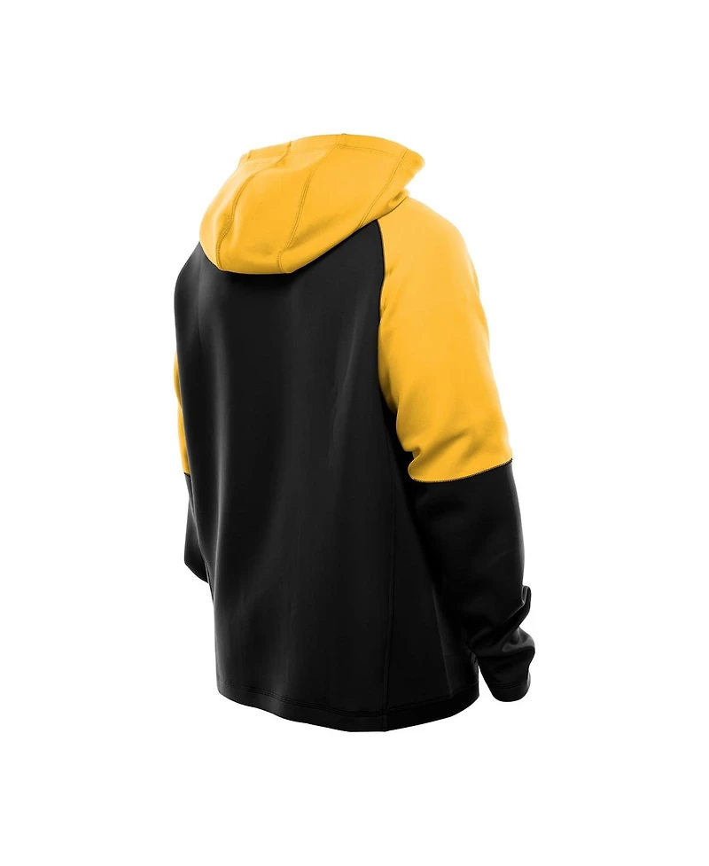 New Era Men's Black Pittsburgh Steelers Combine Authentic Color Block Raglan Pullover Hoodie