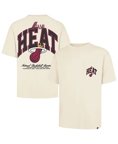 '47 Brand Men's and Women's Cream Miami Heat Crossover Collection Foundation Pocket T-Shirt
