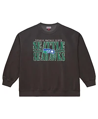 Mitchell & Ness Men's Black Seattle Seahawks Downtown Crew Vintage Logo Sweatshirt