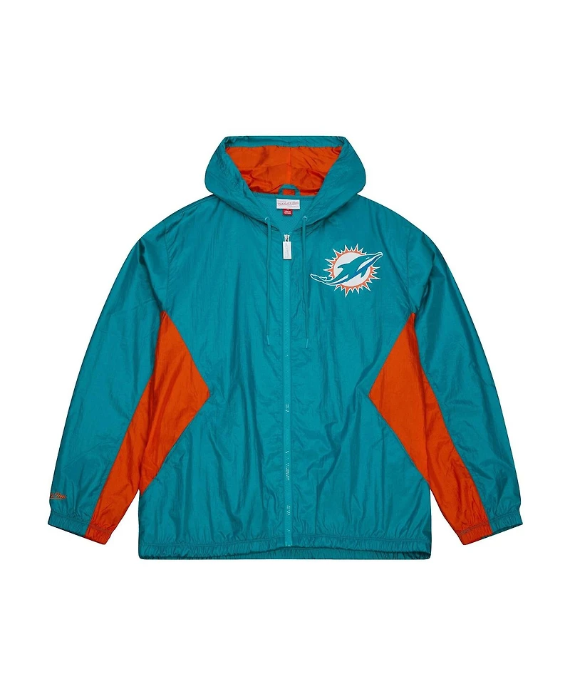 Mitchell & Ness Men's Aqua Miami Dolphins Playmaker Full-Zip Windbreaker Jacket