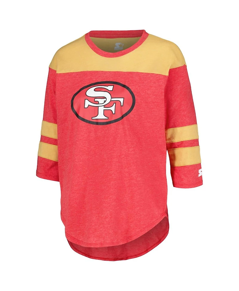 Starter Women's Scarlet San Francisco 49ers Fullback Tri-Blend 3/4-Sleeve T-Shirt