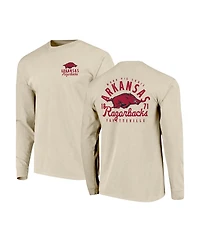 Image One Men's Natural Arkansas Razorbacks Comfort Colors Mascot Overlay Long Sleeve T-Shirt