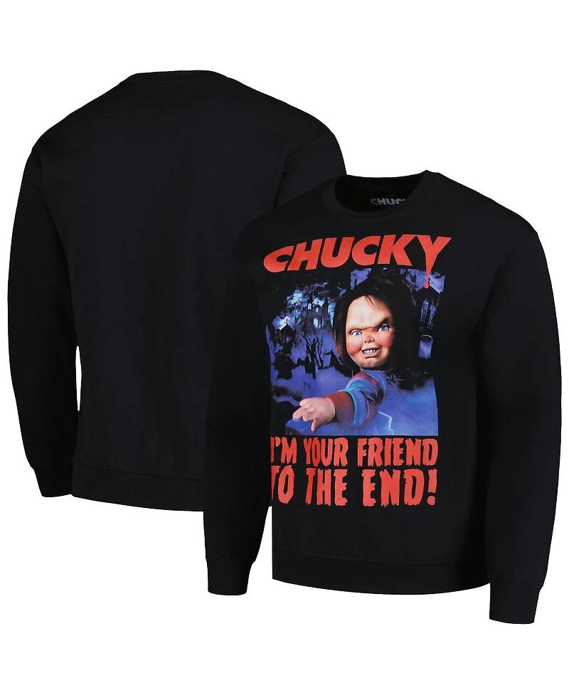Ripple Junction Men's and Women's Black Chucky Graphic Fleece Sweatshirt
