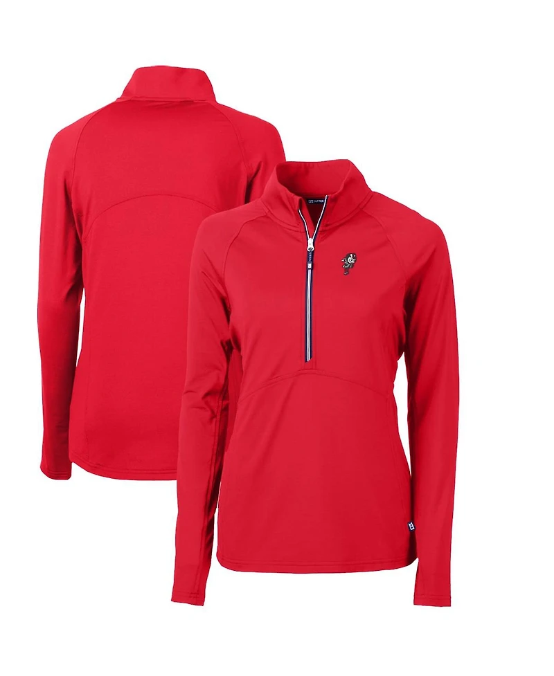 Cutter & Buck Women's Scarlet Ohio State Buckeyes Adapt Eco Knit Stretch Half-Zip Pullover Sweatshirt
