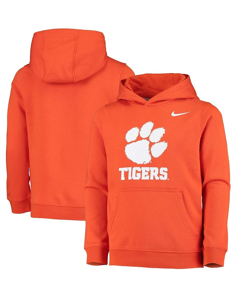 Nike Big Boys and Girls Orange Clemson Tigers Stadium Club Fleece Pullover Hoodie