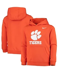 Nike Big Boys and Girls Orange Clemson Tigers Stadium Club Fleece Pullover Hoodie