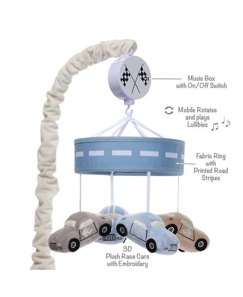 Lambs & Ivy Little Racer Musical Car/Transportation Baby Crib Mobile Soother Toy
