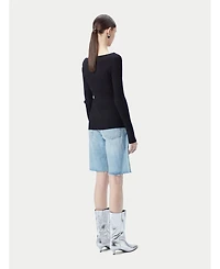 Gobi Cashmere Juniors' Ribbed Cotton Silk Cashmere Blend Sweater