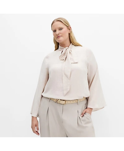 City Chic Plus Mahalia Neck Tie Top