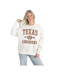 Gameday Couture Women's White Texas Longhorns Premium Fleece Drop Shoulder Oversized Pullover Sweatshirt