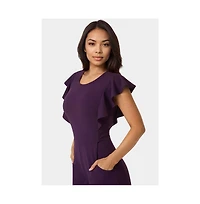 Bebe Women's Scuba Crepe Jumpsuit With Ruffle Sleeve